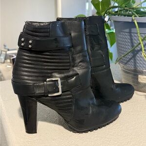 Bar III Black Heeled Boots with Buckle Detail